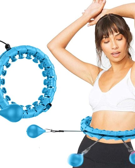 Smart Weighted Hoola Hoop for Adults Weight Loss - 2 in 1 Fitness Hoop/Massager. Exercise Hoop for Adults, Weight Loss, Lower Belly Fat, Weighted Hoop W 24 Detachable Knots, Great for plus Size