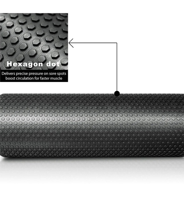 18" Foam Roller for Exercise - Medium Density, Deep Tissue Massage and Muscle Recovery (Black)