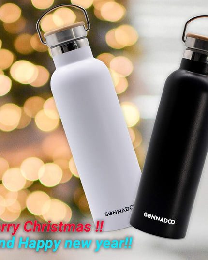 Stainless Steel Insulated Water Bottle 25 Oz with 3 Lids, Vacuum, Insulated Stainless Steel, Hot Water, Cold Water, Sports Water Bottle (Black)