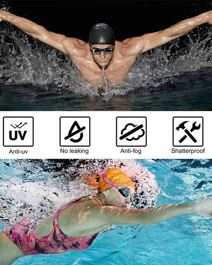 Swimming Goggles for Men & Women – Anti-Fog UV Protection, Waterproof, Adjustable Silicone Swim Goggles for Adults & Kids