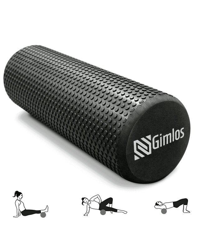 18" Foam Roller for Exercise - Medium Density, Deep Tissue Massage and Muscle Recovery (Black)