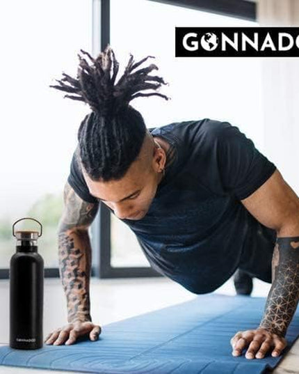 Stainless Steel Insulated Water Bottle 25 Oz with 3 Lids, Vacuum, Insulated Stainless Steel, Hot Water, Cold Water, Sports Water Bottle (Black)