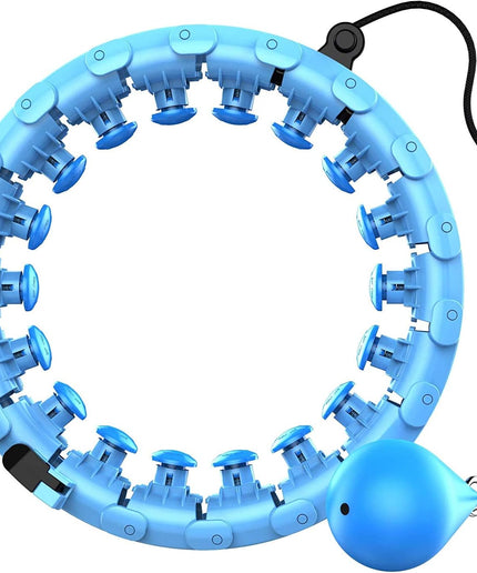 Smart Weighted Hoola Hoop for Adults Weight Loss - 2 in 1 Fitness Hoop/Massager. Exercise Hoop for Adults, Weight Loss, Lower Belly Fat, Weighted Hoop W 24 Detachable Knots, Great for plus Size