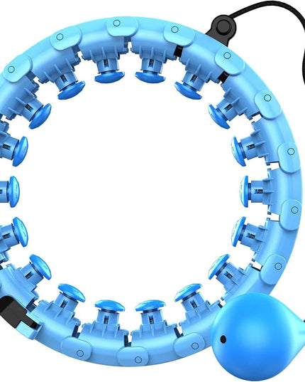 Smart Weighted Hoola Hoop for Adults Weight Loss - 2 in 1 Fitness Hoop/Massager. Exercise Hoop for Adults, Weight Loss, Lower Belly Fat, Weighted Hoop W 24 Detachable Knots, Great for plus Size