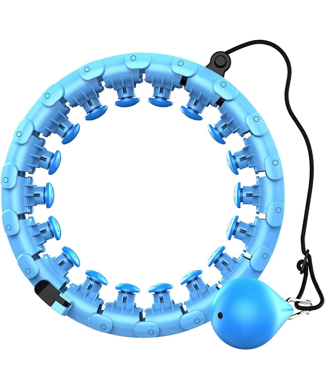 Smart Weighted Hoola Hoop for Adults Weight Loss - 2 in 1 Fitness Hoop/Massager. Exercise Hoop for Adults, Weight Loss, Lower Belly Fat, Weighted Hoop W 24 Detachable Knots, Great for plus Size