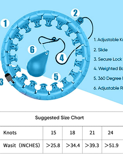 Smart Weighted Hoola Hoop for Adults Weight Loss - 2 in 1 Fitness Hoop/Massager. Exercise Hoop for Adults, Weight Loss, Lower Belly Fat, Weighted Hoop W 24 Detachable Knots, Great for plus Size